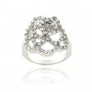 Silver Tone Crystal Rose Ring Size 6 RBR12968CR-6