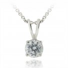 Silver Tone CZ Round Solitaire Necklace, 5mm PBR12640