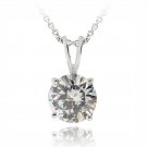 Silver Tone CZ Round Solitaire Necklace, 9mm PBR12644