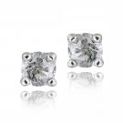 Silver Tone CZ Round Stud Earrings, 3mm EBR12652
