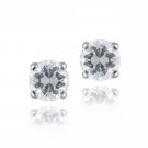 Silver Tone CZ Round Stud Earrings, 4mm EBR12653