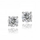 Silver Tone CZ Round Stud Earrings, 5mm EBR12654