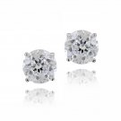 Silver Tone CZ Round Stud Earrings, 7mm EBR12656