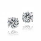 Silver Tone CZ Round Stud Earrings, 8mm EBR12657