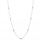 Silver Tone CZ Station Chain Necklace NBR13149