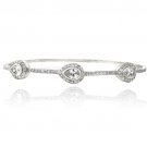 Silver Tone CZ Three Teardrop Bangle Bracelet BABR13675