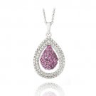 Silver Tone Diamond Accent Ruby Double Teardrop Necklace PBR12970RU