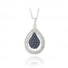 Silver Tone Diamond Accent Sapphire Double Teardrop Necklace PBR12970S