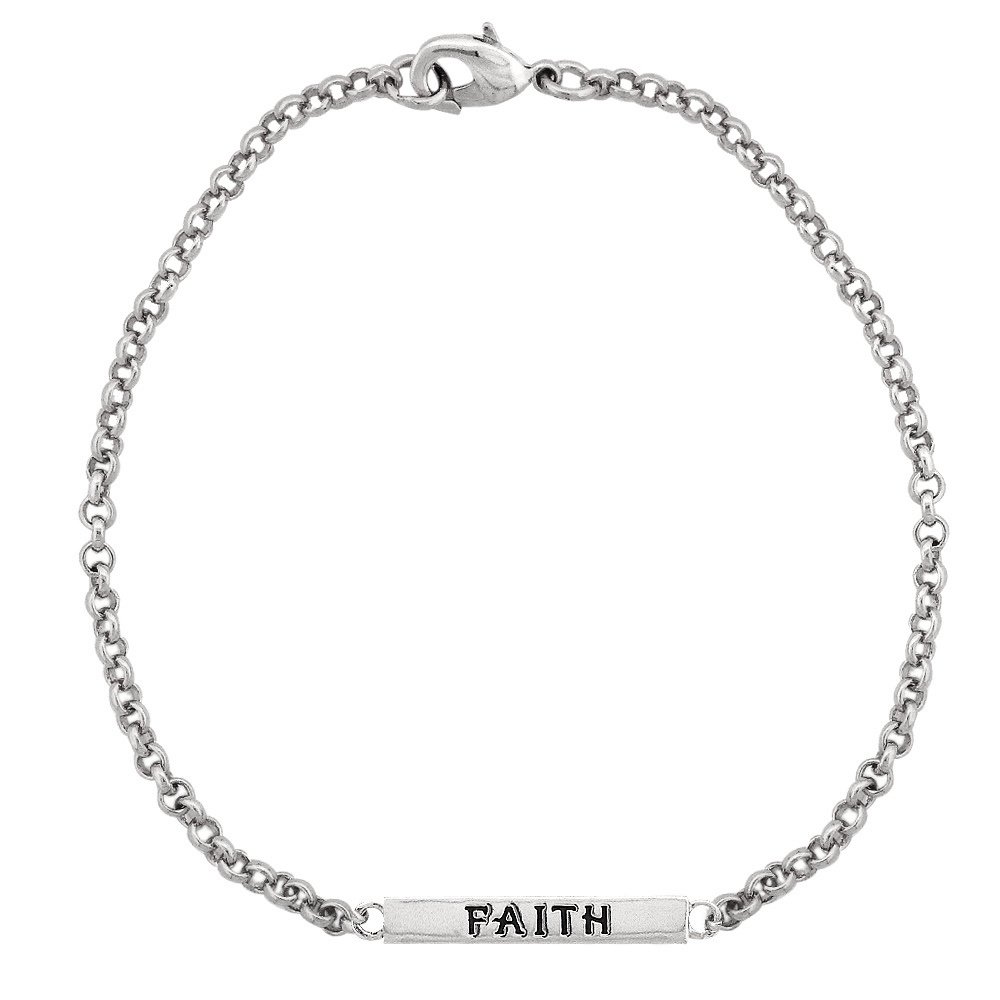 Silver Tone Faith Bar Bracelet BBR13703