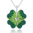 Silver Tone Green Ombre Swarovski Elements Clover Necklace PBR13861M40