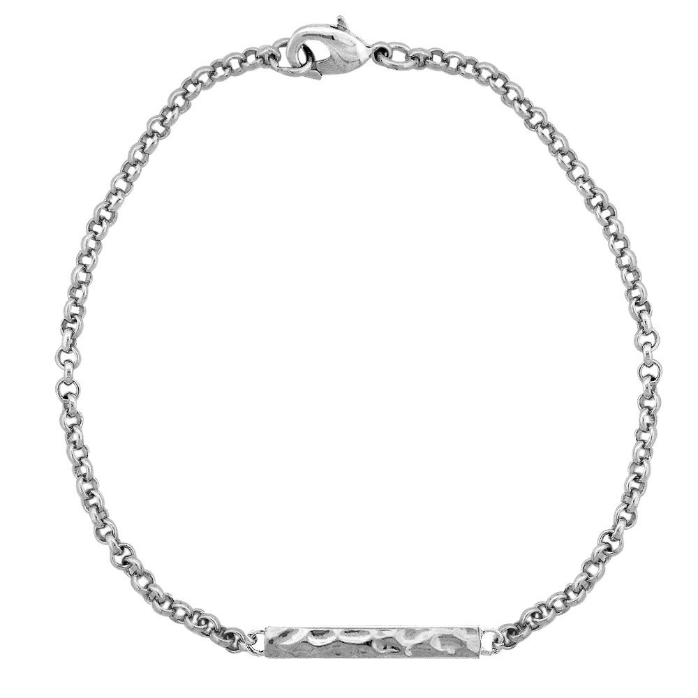 Silver Tone Hammered Bar Bracelet BBR13707