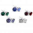 Silver Tone Multi Color Swarovski Elements Set of 5 Stud Earrings SBR13796M