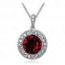 Silver Tone Red & Clear Swarovski Elements Halo Necklace P13782M3