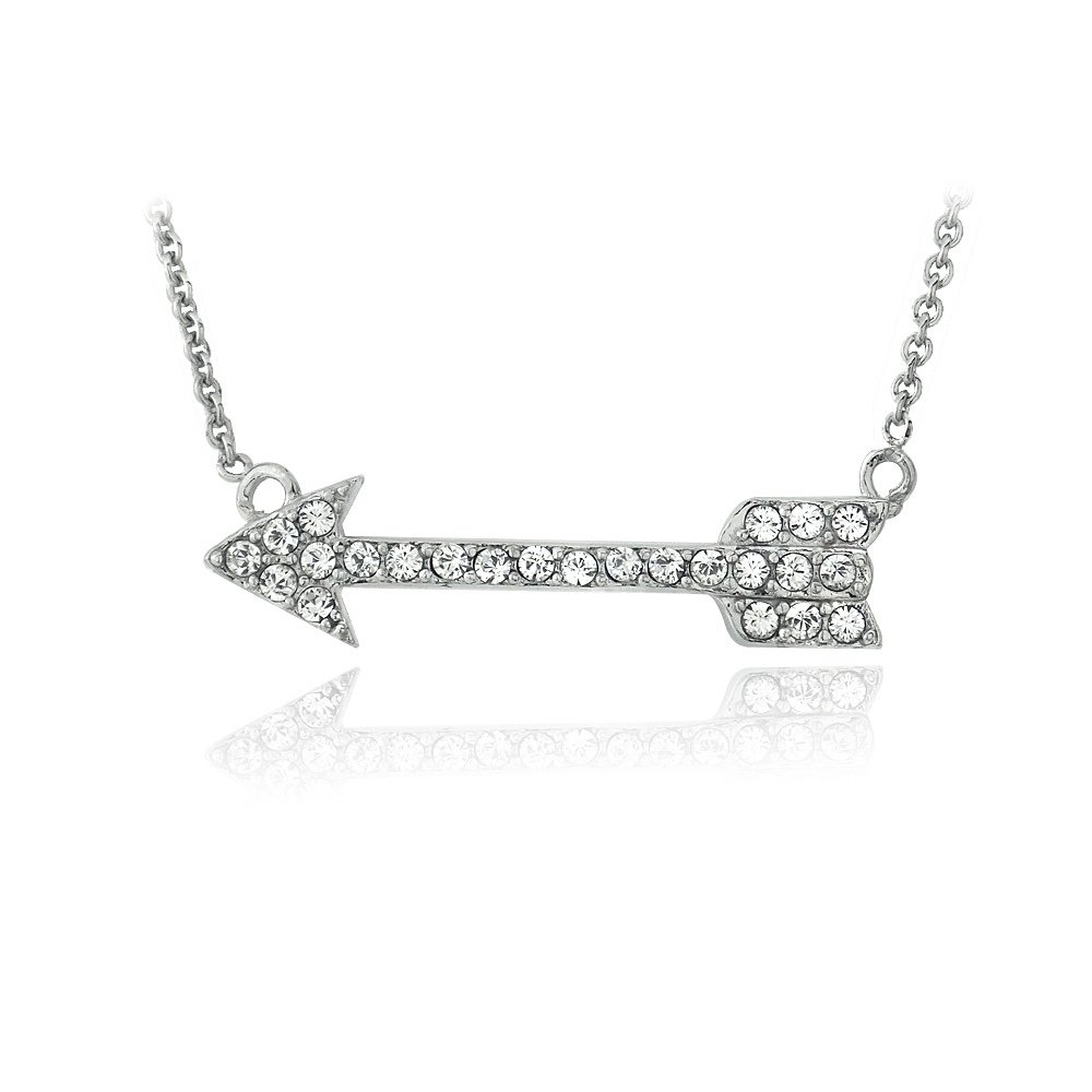 Silver Tone Swarovski Elements Arrow Necklace PBR13764CR