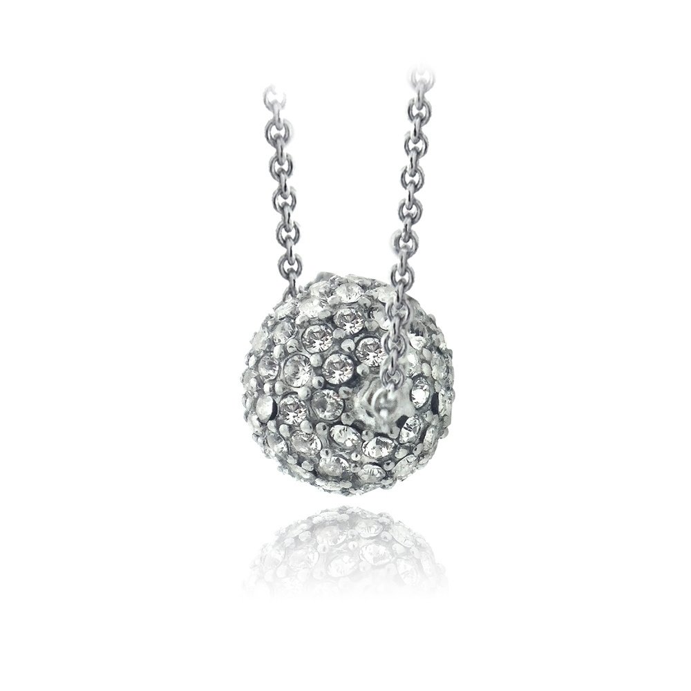Silver Tone Swarovski Elements Ball Necklace PBR13760CR