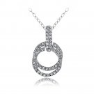 Silver Tone Swarovski Elements Double Circle Necklace PBR13759CR
