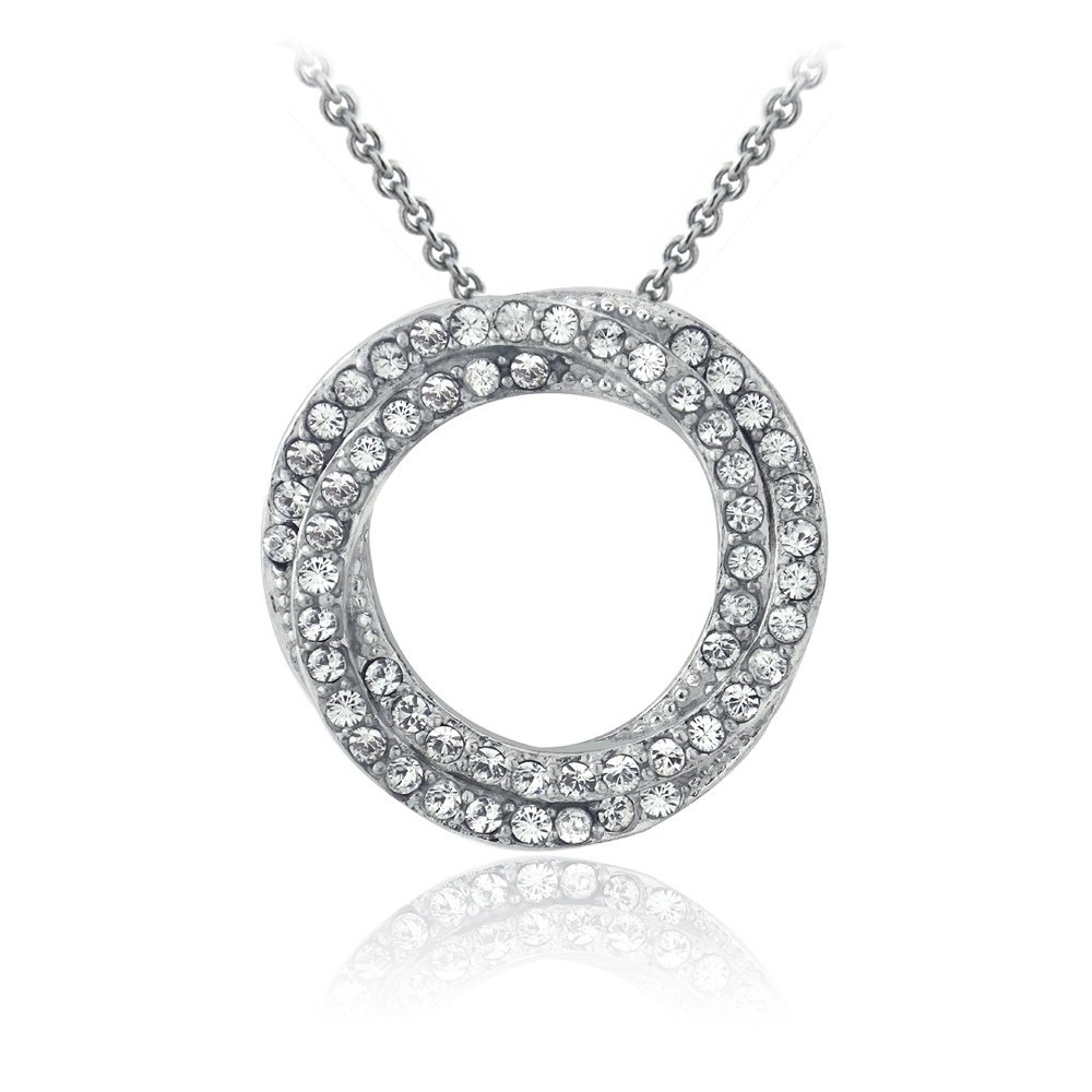 Silver Tone Swarovski Elements Double Eternity Necklace PBR13765CR
