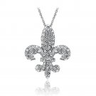 Silver Tone Swarovski Elements Fleur De Lis Necklace PBR13769CR