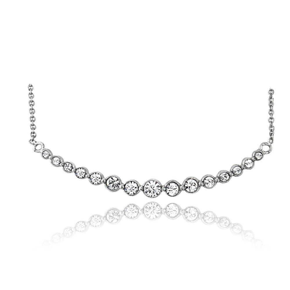 Silver Tone Swarovski Elements Graduated Arch Necklace PBR13768CR