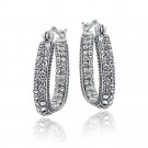Silver Tone Swarovski Elements Hoop Earrings EBR13755CR