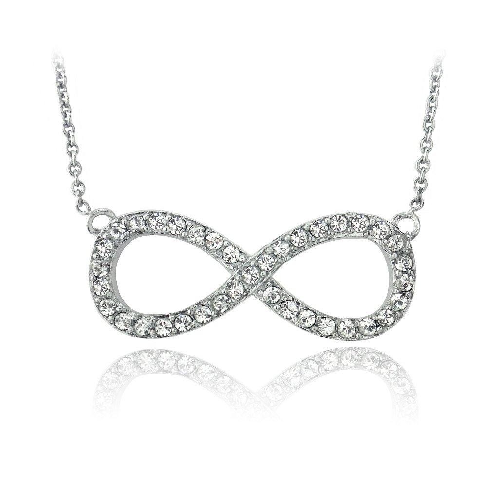 Silver Tone Swarovski Elements Infinity Necklace PBR13763CR