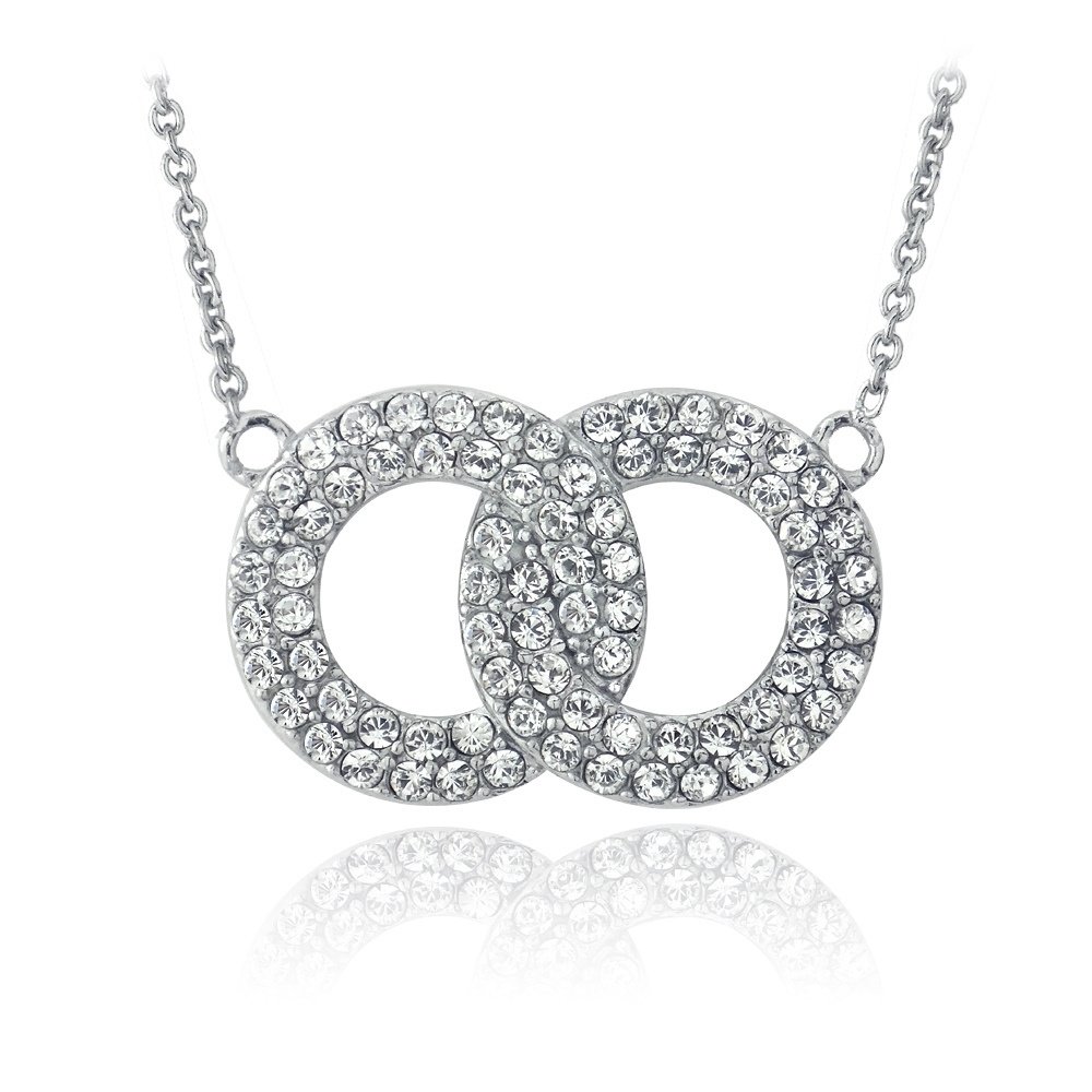 Silver Tone Swarovski Elements Interlocking Circles Necklace PBR13770CR