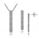Silver Tone Swarovski Elements Line Drop Earrings & Necklace Set SBR13822