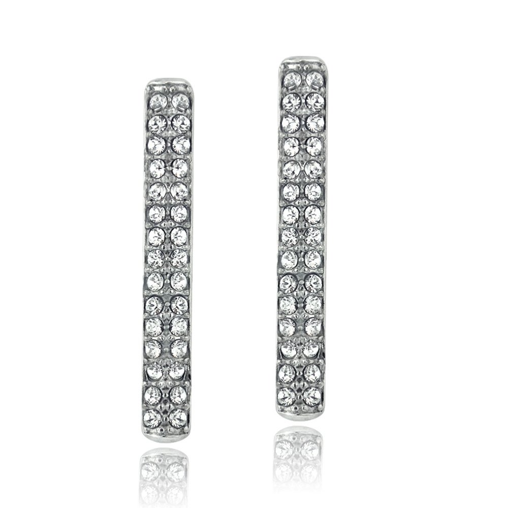 Silver Tone Swarovski Elements Line Drop Earrings EBR13752CR