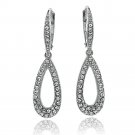 Silver Tone Swarovski Elements Open Teardrop Leverback Dangle Earrings EBR13758CR