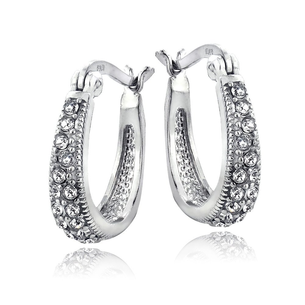 Silver Tone Swarovski Elements Small Hoop Earrings EBR13757CR