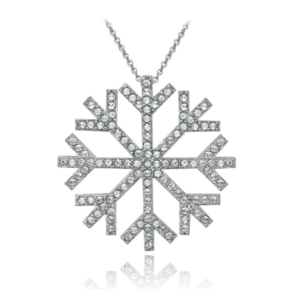 Silver Tone Swarovski Elements Snowflake Necklace PBR13767CR