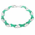 Silver Turquoise Color Enamel Butterfly Link Summer Bracelet B1186TQ
