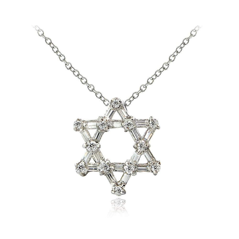 Silver ~Star of David~ Diamond Cubic Zirconia Slide Pendant P2674