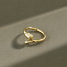 Simple A Water Drop 925 Sterling Silver Adjustable Ring Rhodium