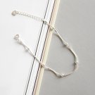 Simple Beads Snake Chain 925 Sterling Silver Bracelet Rhodium