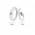 Simple Blue CZ Star 925 Sterling Silver Adjustable Promise Ring Women Ring