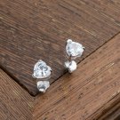Simple CZ Heart 925 Sterling Silver Stud Earrings Red CZ