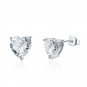 Simple CZ Heart 925 Sterling Silver Stud Earrings Red CZ
