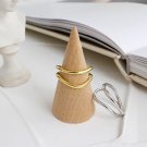 Simple Double Layer Lines 925 Sterling Silver Adjustable Ring Yellow Gold