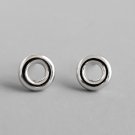 Simple Doughnut Geometry 925 Sterling Silver Stud Earrings Rhodium