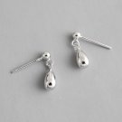 Simple Drop Water Girl 925 Sterling Silver Stud Earrings Rhodium