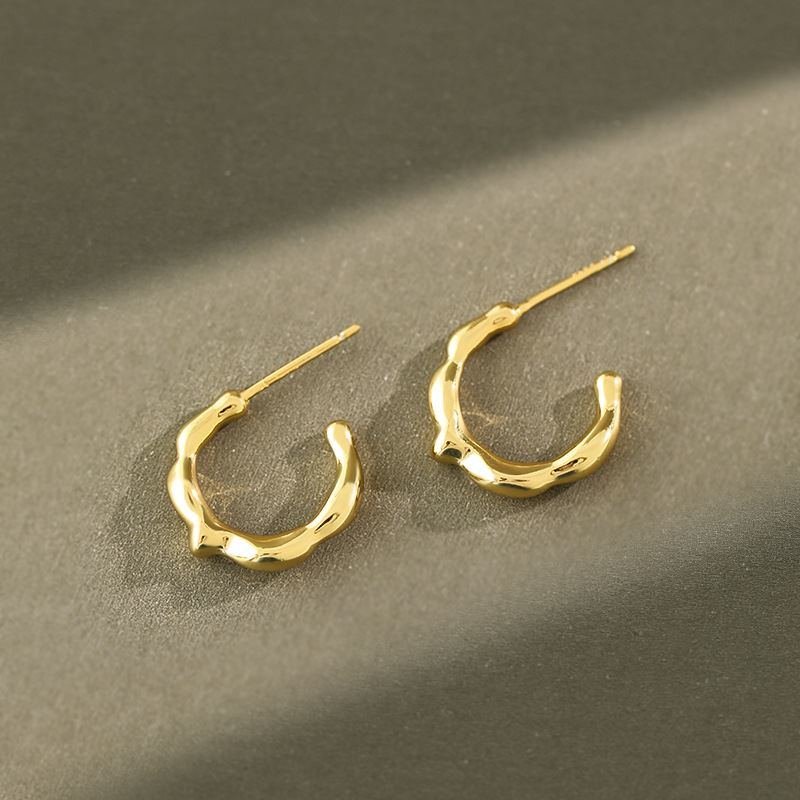 Simple Irregular Circle 925 Sterling Silver Hoop Earrings Silver