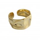 Simple Irregular Concavo Convex 925 Sterling Silver Adjustable Ring Yellow Gold