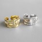 Simple Irregular Concavo Convex 925 Sterling Silver Adjustable Ring Yellow Gold