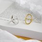 Simple Irregular Geometry Hollow Circles 925 Sterling Silver Adjustable Ring Rhodium