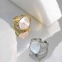 Simple Irregular Round Shell 925 Sterling Silver Adjustable Ring Yellow Gold