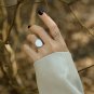 Simple Irregular Round Shell 925 Sterling Silver Adjustable Ring Yellow Gold