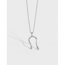 Simple Letter U Shape 925 Sterling Silver Necklace Rhodium