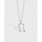 Simple Letter U Shape 925 Sterling Silver Necklace Rhodium