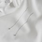 Simple Mini Beads 925 Sterling Silver Thread Dangling Earrings Rhodium